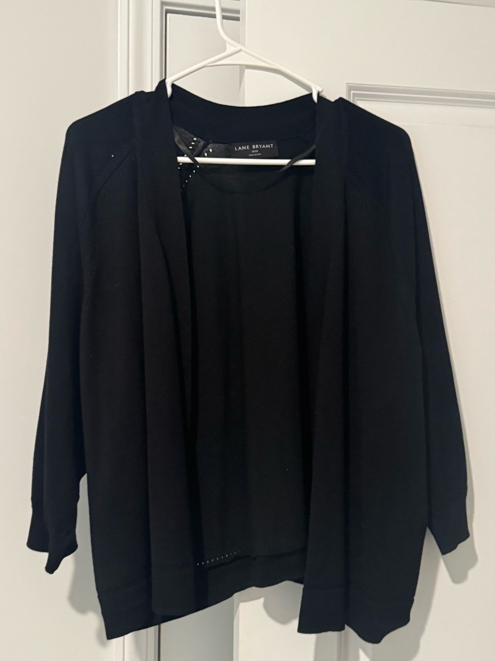 Lane Bryant Black Open-Front 3/4 Sleeve Cardigan